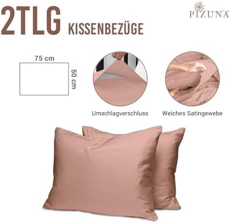 Pizuna Kissenbezüge 2er-Pack 40 x 80 cm Dunkelblau – 100% Langstapel-Baumwolle, 400 Fadenzahl