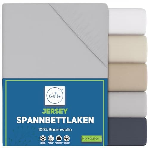 Spannbettlaken 90x200 cm – 100% Baumwoll‑Jersey, Tiefes Laken bis 25 cm – Weiß