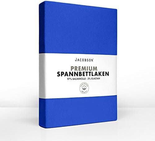 Jacobson Jersey-Spannbettlaken aus Baumwolle – OEKO-TEX STANDARD 100, 180x200–200x200 cm, Weiß