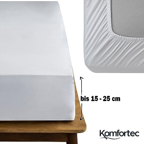Komfortec Spannbettlaken 90x200 cm Jersey-Baumwolle – OEKO-TEX® Standard 100, Rundumgummizug für perfekte Passform, Weiß