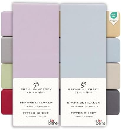 Spannbettlaken 90x200 – Jersey 100% gekämmte Baumwolle, passend für Matratzen bis 30 cm