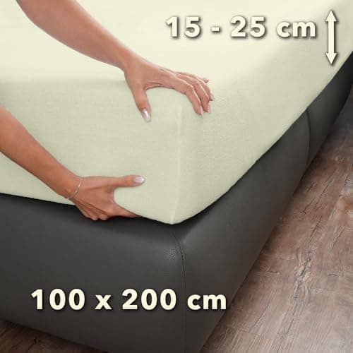 STUDIO Basic Frottee-Spannbettlaken 90 x 200 cm – weiches 80% Baumwolle/20% Polyester, elastisch & bügelfrei, OEKO-TEX f