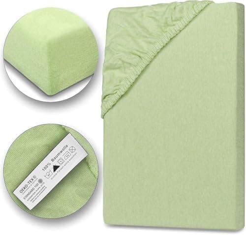 Julido Jersey-Spannbettlaken 140x200 cm – Baumwolle, OEKO-TEX® Standard 100, hautfreundlich & allergikergeeignet, Grün