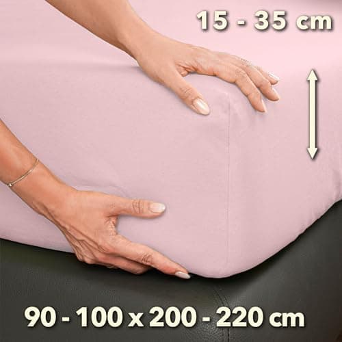 STUDIO Spannbettlaken Jersey – 97 % Baumwolle / 3 % Elastan – 120×200 / 120×220 / 130×200 / 130×220 cm, passend für Matr