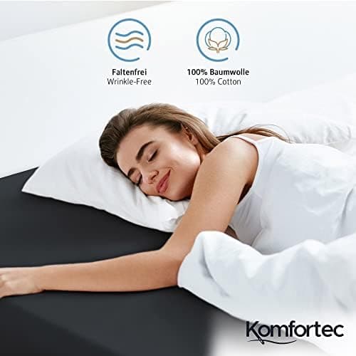 Komfortec Spannbettlaken 90x200 cm Jersey-Baumwolle – OEKO-TEX® Standard 100, Rundumgummizug für perfekte Passform, Weiß