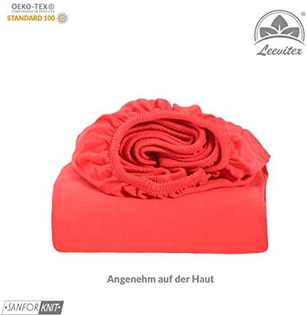 leevitex® Spannbettlaken 180x200–200x200 cm | 100% Jersey-Baumwolle | für Matratzen bis 25 cm
