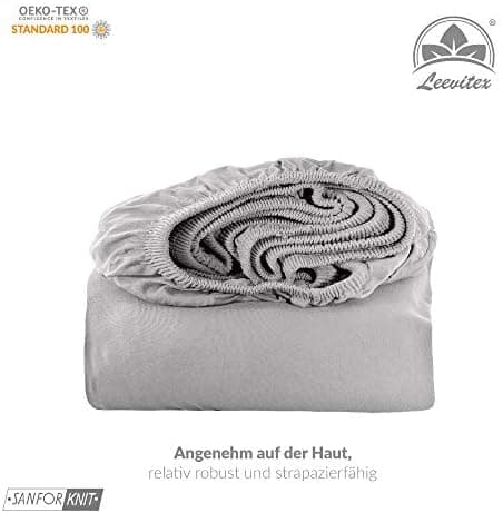 leevitex® Spannbettlaken 180x200–200x200 cm | 100% Jersey-Baumwolle | für Matratzen bis 25 cm