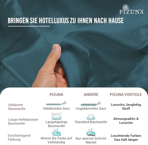 Pizuna Kissenbezüge 2er-Pack 40 x 80 cm Dunkelblau – 100% Langstapel-Baumwolle, 400 Fadenzahl