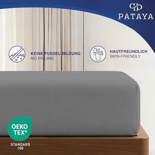 Pataya Spannbettlaken 140x200 cm – Oeko-TEX® Baumwollmischung, für Matratzen bis 25 cm (Anthrazit)