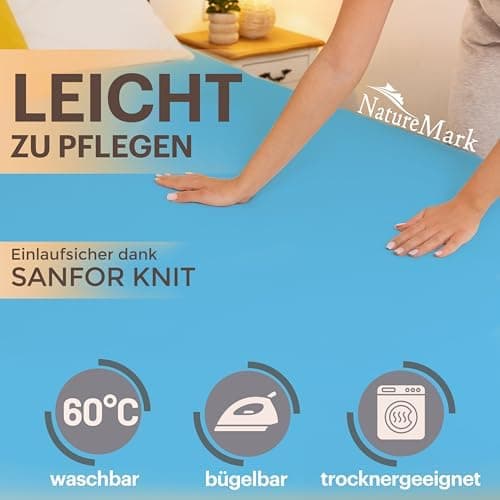 NatureMark Jersey-Spannbettlaken 2er-Pack – 100% Baumwolle, 90 x 200–100 x 200 cm, Creme/Natur