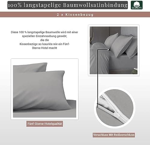Pizuna Kissenbezüge 2er-Pack 40 x 80 cm Dunkelblau – 100% Langstapel-Baumwolle, 400 Fadenzahl