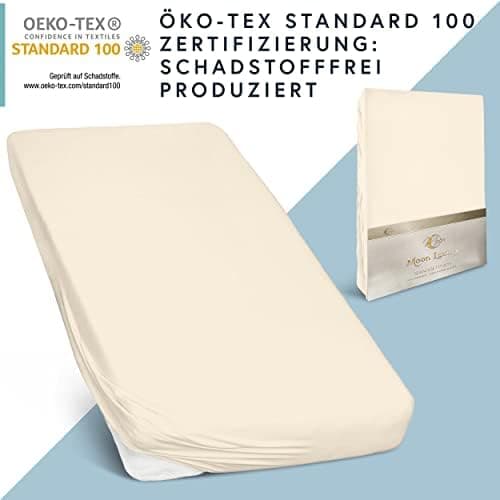 MOON-Luxury Spannbettlaken/Spannbetttuch Jersey-Stretch 230 g/m² OEKO-TEX – anthrazit, 90×200–100×220