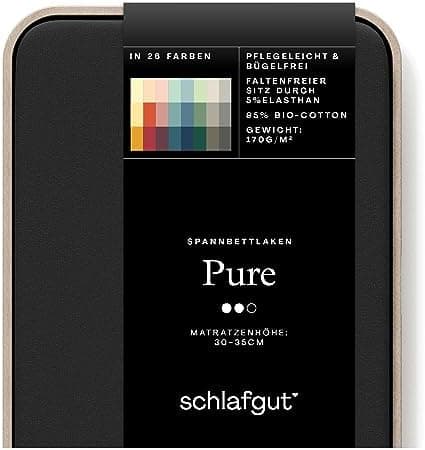 Schlafgut Pure Spannbettlaken 90x200 bis 100x220 cm – 95% Bio-Baumwolle & 5% Elasthan, Oeko-TEX zertifiziert – passend f
