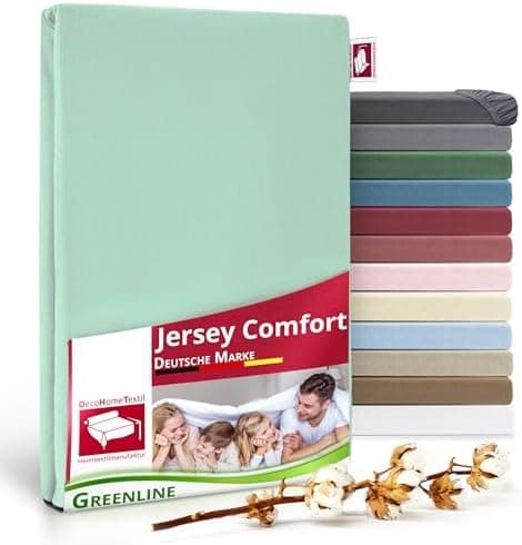 Greenline Spannbettlaken Premium Jersey – 100% Baumwolle, Champagner, 180–200x200 cm, bis 30 cm (auch für Boxspringbette