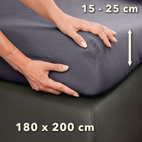 STUDIO Basic Spannbettlaken 200×220 cm – Jersey aus 100% gekämmter Baumwolle, elastisch & bügelfrei, passend für Matratz