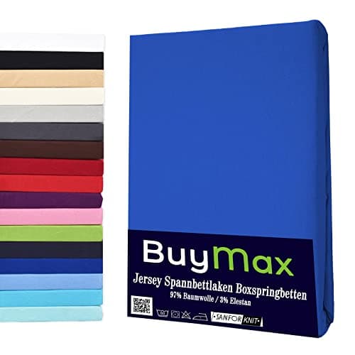 Buymax® Spannbettlaken 140x200 cm – 100% Baumwolle (Jersey), für Matratzen bis 25 cm