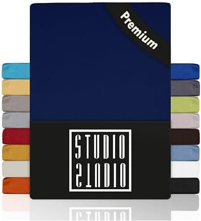 STUDIO Spannbettlaken Jersey – 97 % Baumwolle / 3 % Elastan – 120×200 / 120×220 / 130×200 / 130×220 cm, passend für Matr