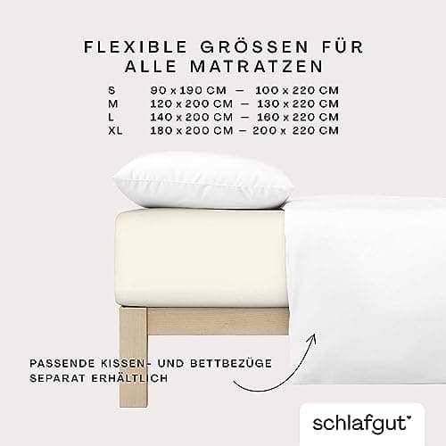 Schlafgut Pure Spannbettlaken 90x200 bis 100x220 cm – 95% Bio-Baumwolle & 5% Elasthan, Oeko-TEX zertifiziert – passend f