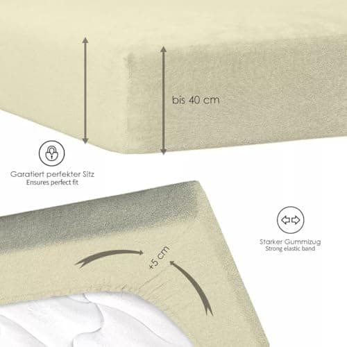 120x200 cm Jersey-Spannbettlaken – 100% Baumwolle, Weiß
