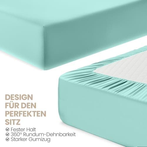 Utopia Bedding 2er-Set Spannbettlaken 140 x 200 cm – OEKO-TEX MADE IN GREEN zertifiziert – 35 cm Tiefe Tasche