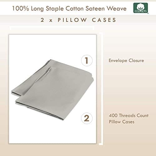 Pizuna Kissenbezüge 2er-Pack 40 x 80 cm Dunkelblau – 100% Langstapel-Baumwolle, 400 Fadenzahl