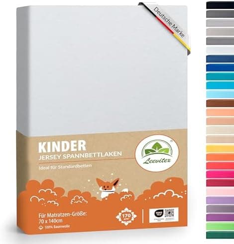 leevitex® Spannbettlaken 180x200–200x200 cm | 100% Jersey-Baumwolle | für Matratzen bis 25 cm