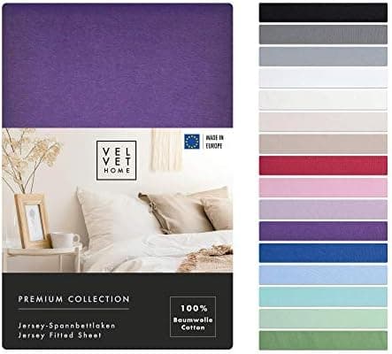 VelvetHome Spannbettlaken 120 x 200 cm – 100% gekämmte Baumwolle (Jersey), passend für Matratzen bis 25 cm
