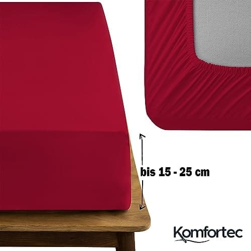 Komfortec Spannbettlaken 90x200 cm Jersey-Baumwolle – OEKO-TEX® Standard 100, Rundumgummizug für perfekte Passform, Weiß