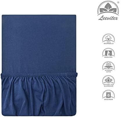 leevitex® Spannbettlaken 180x200–200x200 cm | 100% Jersey-Baumwolle | für Matratzen bis 25 cm