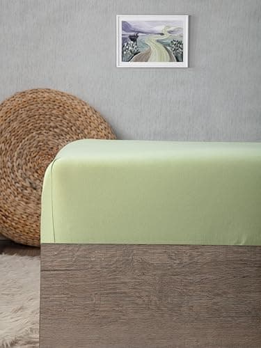 1) Spannbettlaken 100x200 cm Hellgrün — 100% Baumwolle-Jersey mit Lycra, für Matratzen bis 25 cm

2) Jersey-Spannbettlak