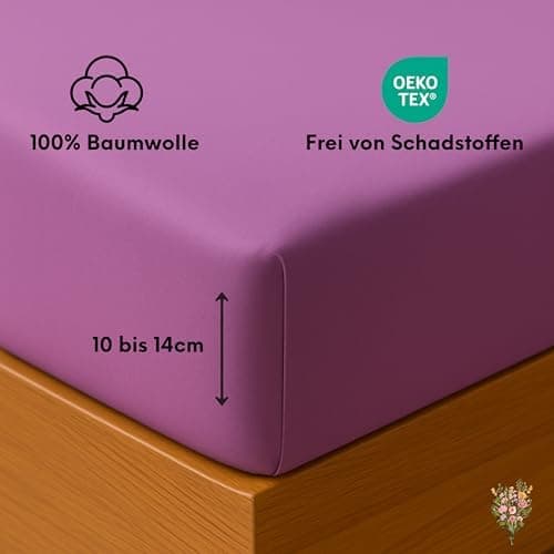 Jersey-Spannbettlaken / Spannbetttuch – 100% Baumwolle, 180x200–200x200 cm