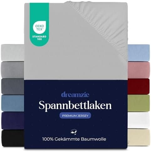 Dreamzie Spannbettlaken 70 x 200 cm – 100% Jersey‑Baumwolle, 150 g/m², OEKO‑TEX® STANDARD 100 – Anthrazit