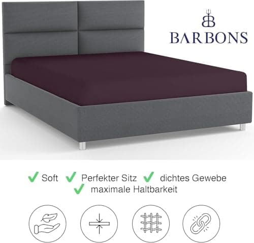 BARBONS Spannbettlaken 140x200 cm – 100% Baumwolle Jersey, für Boxspringbett & Matratzen bis 27 cm – Hellgrau