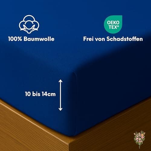 Jersey-Spannbettlaken / Spannbetttuch – 100% Baumwolle, 180x200–200x200 cm