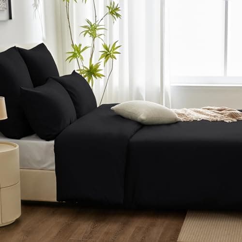 WAVVE Bettwäsche 135x200 – 4‑teiliges Mikrofaser‑Set Anthrazit (inkl. 2×80×80 cm Kissenbezüge) mit Reißverschluss, OEKO‑