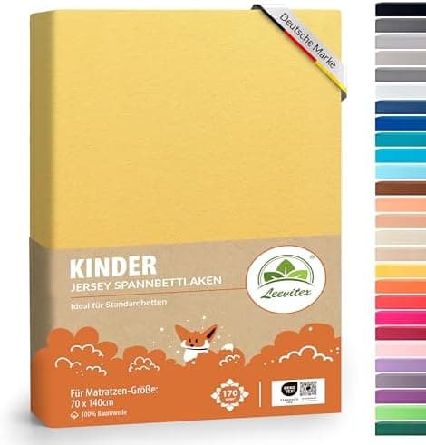 leevitex® Spannbettlaken 180x200–200x200 cm | 100% Jersey-Baumwolle | für Matratzen bis 25 cm
