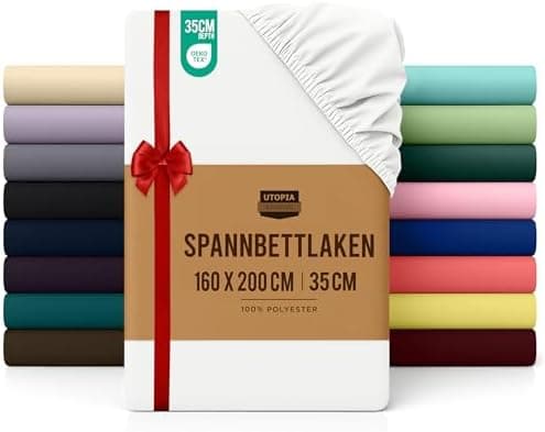 Utopia Bedding Spannbettlaken 180×200 cm – Grau, gebürstete Polyester‑Mikrofaser, OEKO‑TEX zertifiziert