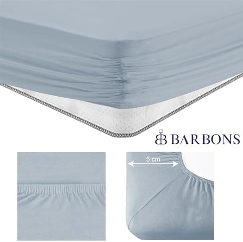 BARBONS Spannbettlaken 140x200 cm – 100% Baumwolle Jersey, für Boxspringbett & Matratzen bis 27 cm – Hellgrau