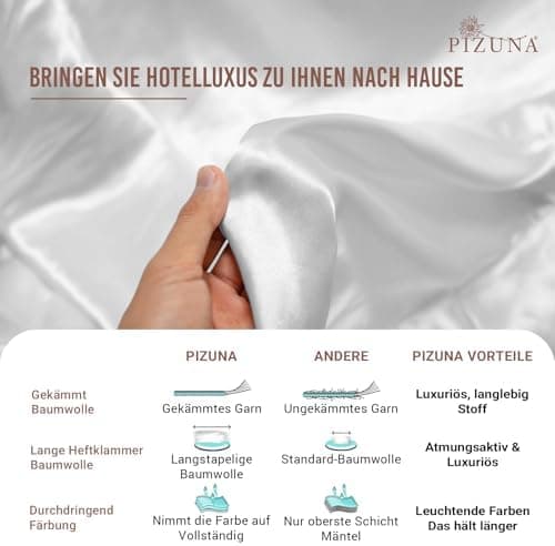 Pizuna Kissenbezüge 2er-Pack 40 x 80 cm Dunkelblau – 100% Langstapel-Baumwolle, 400 Fadenzahl