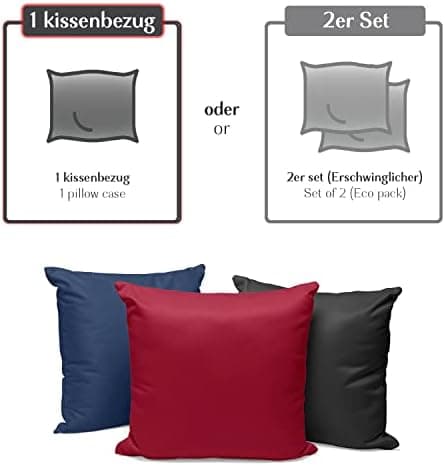 2er-Set Kissenbezüge 40 x 80 cm – Renforcé, 100% Baumwolle, superweich mit Reißverschluss, Babyrosa