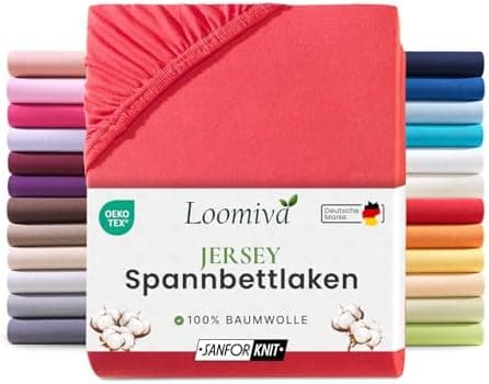 Jersey-Spannbettlaken 100% Baumwolle – 90–100×200 cm, für Matratzen bis 25 cm (Steghöhe bis 23 cm), Beige