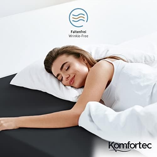 Komfortec Spannbettlaken 90x200 cm Jersey-Baumwolle – OEKO-TEX® Standard 100, Rundumgummizug für perfekte Passform, Weiß