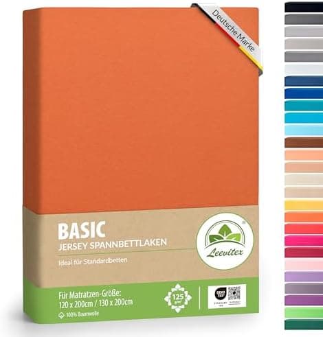 leevitex® Spannbettlaken 180x200–200x200 cm | 100% Jersey-Baumwolle | für Matratzen bis 25 cm