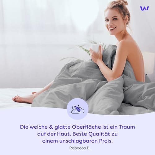 Wolkenfeld Baumwolle-Bettwäsche 135x200 mit Kissenbezug 80x80 – Atmungsaktiv, Hautfreundlich & Pflegeleicht – Hellgrau