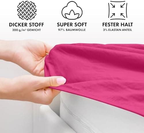 Jacobson Premium Spannbettlaken – Jersey-Baumwolle 200 g/m² mit Elasthan, 180x200–200x200 cm