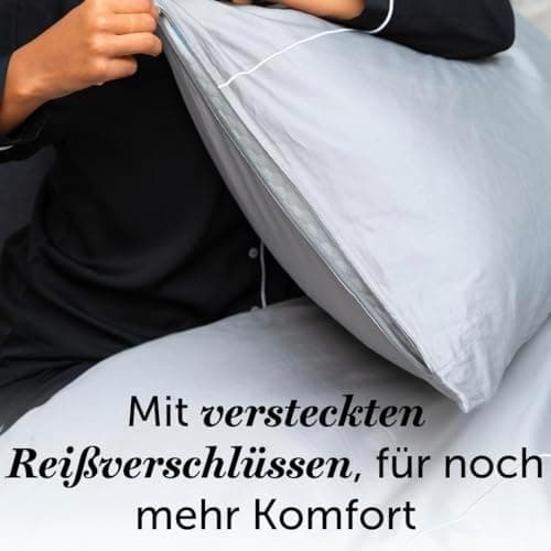 Cloudpillo Kissenbezug 40x80 cm 2er‑Pack – Premium atmungsaktive Baumwolle, ultraweich, mit Reißverschluss, antibakterie