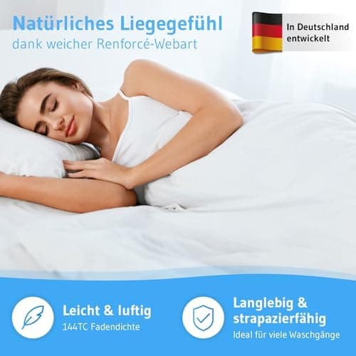 Bettwäsche 135x200 – 100% Renforce Baumwolle (OEKO-TEX STANDARD 100) | Set: Bettbezug 135x200 + Kissenbezug 80x80