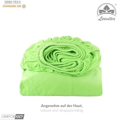leevitex® Spannbettlaken 180x200–200x200 cm | 100% Jersey-Baumwolle | für Matratzen bis 25 cm