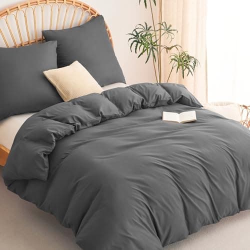 WAVVE Bettwäsche 135x200 – 4‑teiliges Mikrofaser‑Set Anthrazit (inkl. 2×80×80 cm Kissenbezüge) mit Reißverschluss, OEKO‑