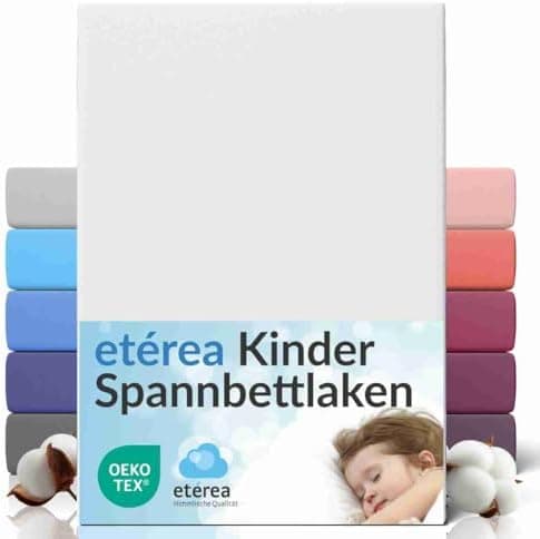 etérea Jersey-Spannbettlaken 80x200 cm Weiß – 100% Baumwolle, OEKO-TEX MADE IN GREEN & STANDARD 100